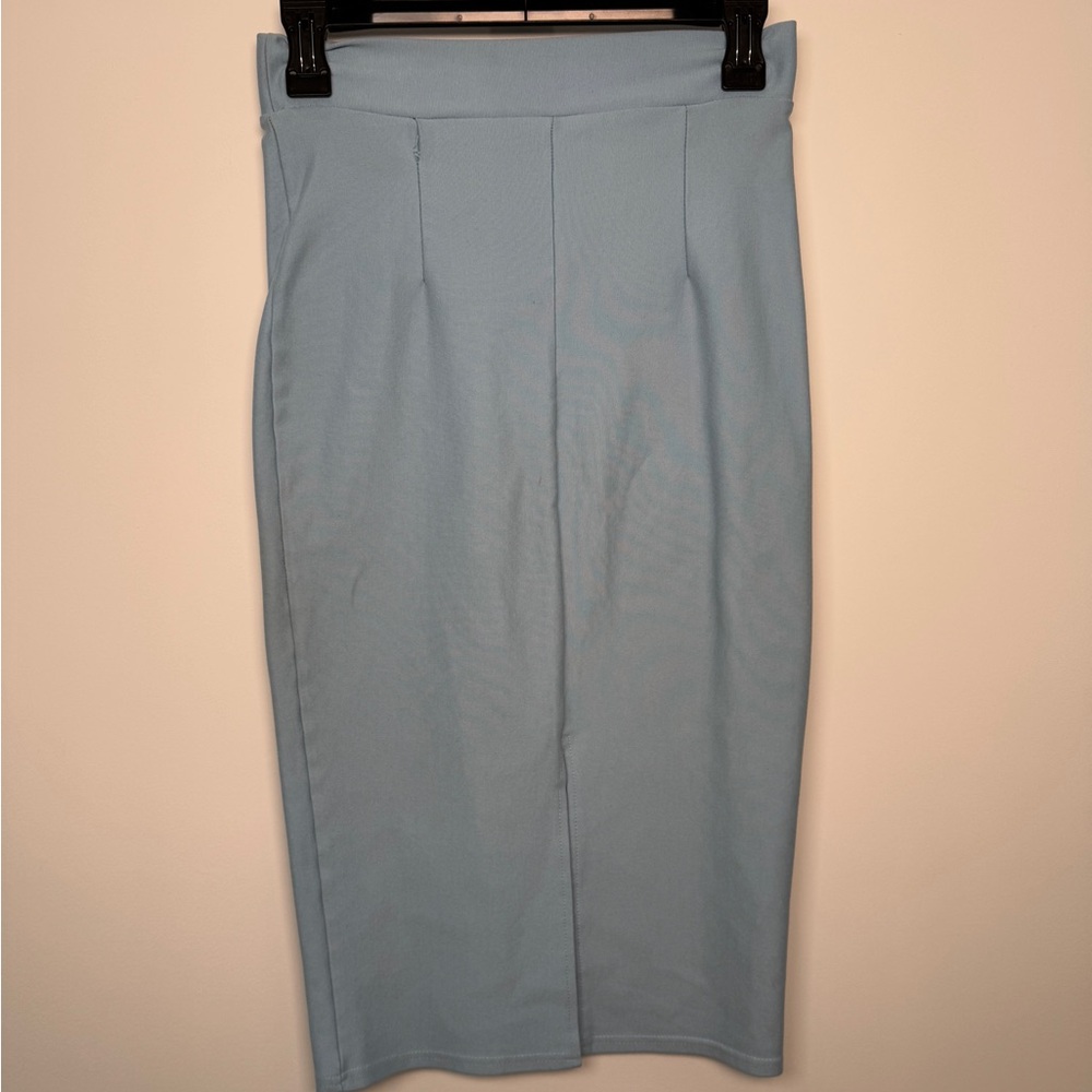 Elegant Blue Pencil Skirt - Picture 3 of 7